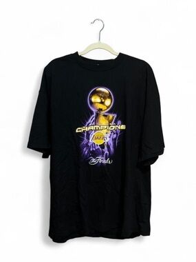 Vintage Black LA Lakers 2010 Kobe NBA Champions Short Sleeve Shirt Mens Size XXL